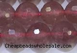 CBQ703 15.5 inches 10mmm faceted round strawberry quartz beads