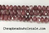 CBQ712 15.5 inches 6*12mm - 8*13mm faceted tyre strawberry quartz beads