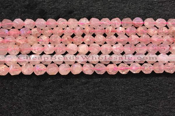 CBQ719 15.5 inches 8mm faceted nuggets strawberry quartz beads