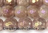 CBQ776 15 inches 8mm faceted round AB-color strawberry quartz beads