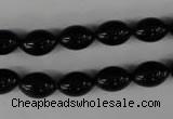 CBS201 15.5 inches 8*12mm rice blackstone beads wholesale