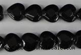 CBS303 15.5 inches 12*12mm faceted heart blackstone beads wholesale