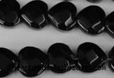 CBS305 15.5 inches 15*15mm faceted heart blackstone beads wholesale