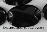 CBS325 15.5 inches 26*40mm wavy oval blackstone beads wholesale