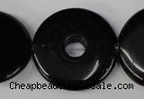 CBS338 15.5 inches 28mm donut blackstone beads wholesale