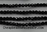 CBS520 15.5 inches 2mm faceted round A grade black spinel beads