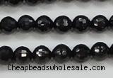 CBS556 15.5 inches 6mm faceted round AA grade black spinel beads