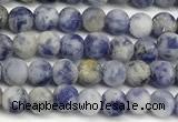 CBS616 15 inches 4mm round matte blue spot stone beads