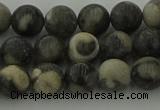 CBW162 15.5 inches 8mm round matte black fossil jasper beads