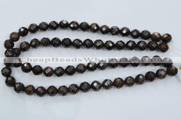 CBZ104 15.5 inches 8mm faceted round bronzite gemstone beads