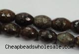 CBZ108 15.5 inches 10*13mm faceted rice bronzite gemstone beads