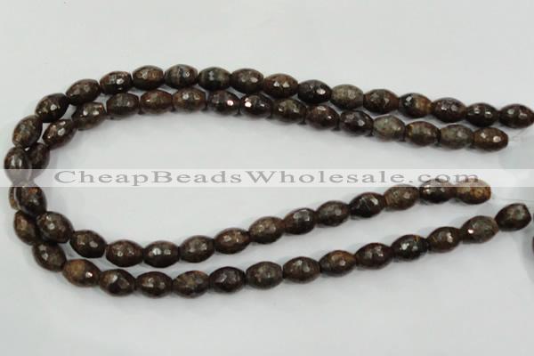 CBZ108 15.5 inches 10*13mm faceted rice bronzite gemstone beads