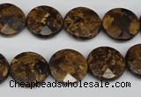 CBZ431 15.5 inches 15mm faceted coin bronzite gemstone beads