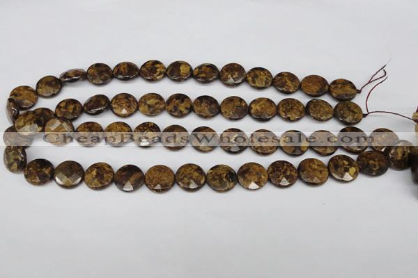 CBZ431 15.5 inches 15mm faceted coin bronzite gemstone beads