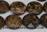 CBZ433 15.5 inches 20mm faceted coin bronzite gemstone beads