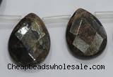 CBZ508 Top-drilled 15*20mm faceted flat teardrop bronzite gemstone beads