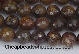 CBZ612 15.5 inches 8mm faceted round bronzite gemstone beads