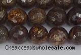 CBZ613 15.5 inches 10mm faceted round bronzite gemstone beads