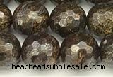 CBZ631 15 inches 8mm faceted round bronzite beads wholesale