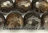 CBZ632 15 inches 10mm faceted round bronzite beads wholesale