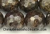 CBZ633 15 inches 12mm faceted round bronzite beads wholesale