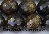 CBZ642 15 inches 10mm faceted round bronzite gemstone beads