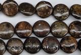 CBZ72 15.5 inches 12mm flat round bronzite gemstone beads