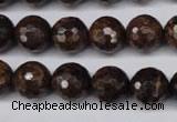 CBZ96 15.5 inches 12mm faceted round bronzite gemstone beads