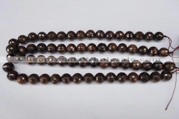 CBZ96 15.5 inches 12mm faceted round bronzite gemstone beads