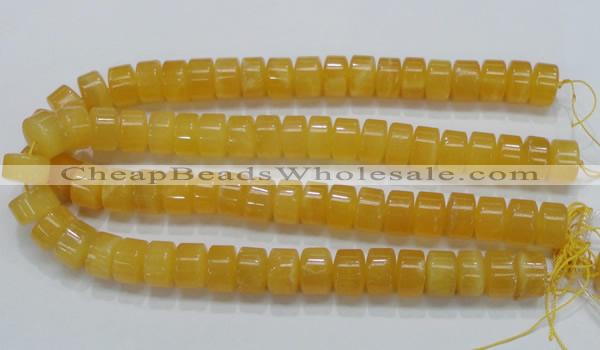 CCA09 15.5 inches 10*16mm wheel-shaped yellow calcite gemstone beads