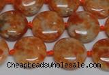 CCA475 15.5 inches 15mm flat round orange calcite gemstone beads