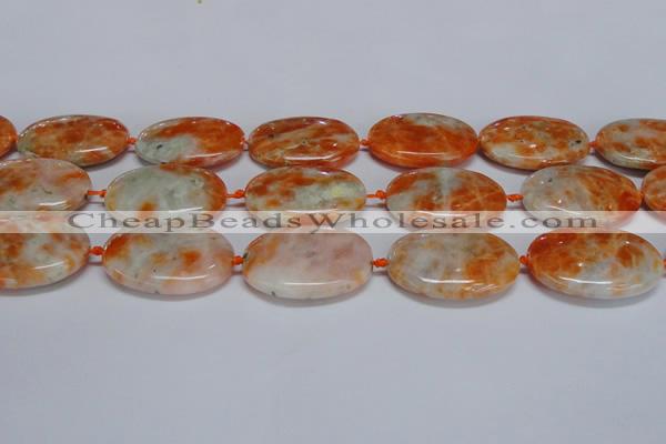 CCA487 15.5 inches 25*35mm oval orange calcite gemstone beads