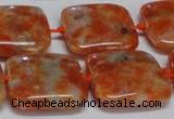 CCA493 15.5 inches 20mm square orange calcite gemstone beads