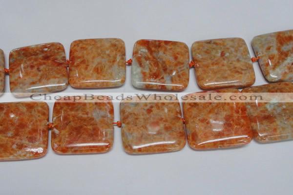 CCA497 15.5 inches 40mm square orange calcite gemstone beads