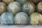 CCA548 15 inches 10.5mm - 11mm round blue calcite beads