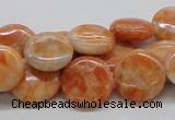 CCA55 15.5 inches 16mm flat round orange calcite gemstone beads