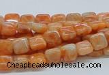 CCA56 15.5 inches 8*8mm square orange calcite gemstone beads