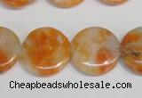 CCA64 15.5 inches 20mm flat round orange calcite gemstone beads