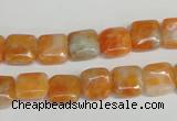 CCA71 15.5 inches 10*10mm square orange calcite gemstone beads