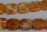 CCA73 15.5 inches 14*14mm square orange calcite gemstone beads