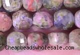 CCB1059 15 inches 4mm faceted coin unakite beads