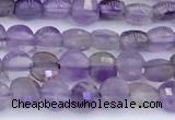 CCB1144 15 inches 4mm faceted coin amethyst beads