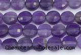 CCB1145 15 inches 4mm faceted coin amethyst beads