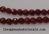 CCB120 15.5 inches 3mm faceted round red coral beads wholesale