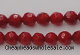 CCB121 15.5 inches 5mm faceted round red coral beads wholesale