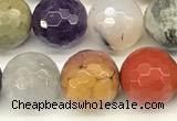 CCB1232 15 inches 10mm faceted round mixed gemstone beads