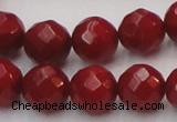 CCB124 15.5 inches 8mm faceted round red coral beads wholesale