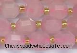 CCB1243 15 inches 7*8mm faceted rose quartz beads