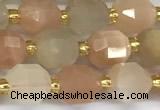 CCB1245 15 inches 7*8mm faceted moonstone gemstone beads