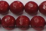 CCB125 15.5 inches 10mm faceted round red coral beads wholesale